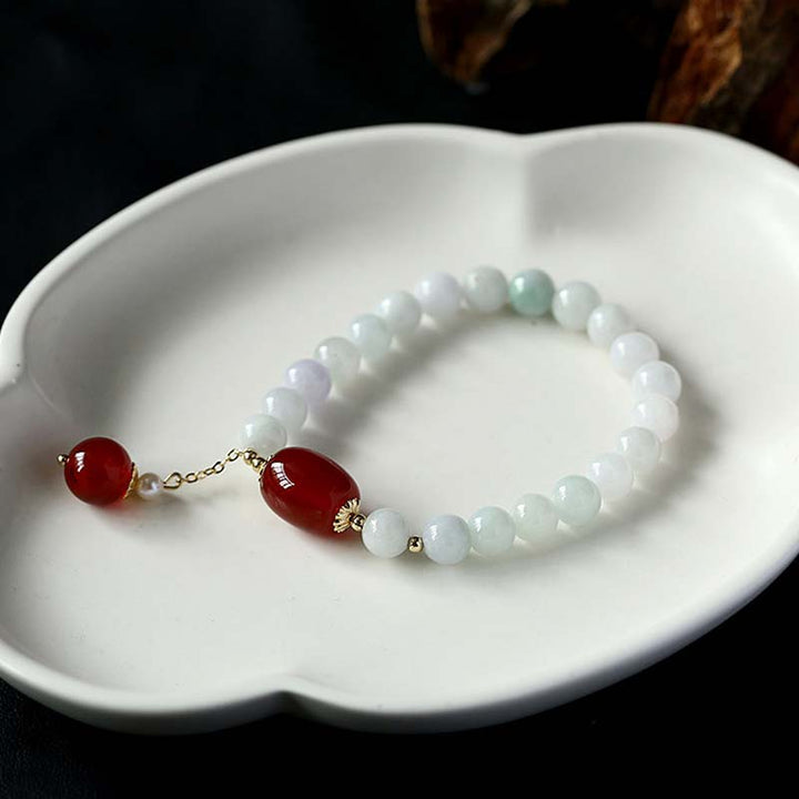 Bracelet de protection en agate de jade blanc naturel Buddha Stones