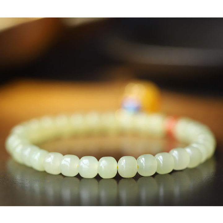 Bracelet de prospérité en cristal d'agate rouge et d'ambre en jade naturel Hetian