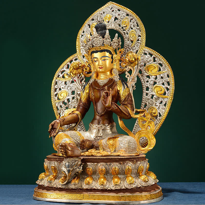 Statue décorative en cuivre du Bodhisattva Tara Verte Espoir - image 4