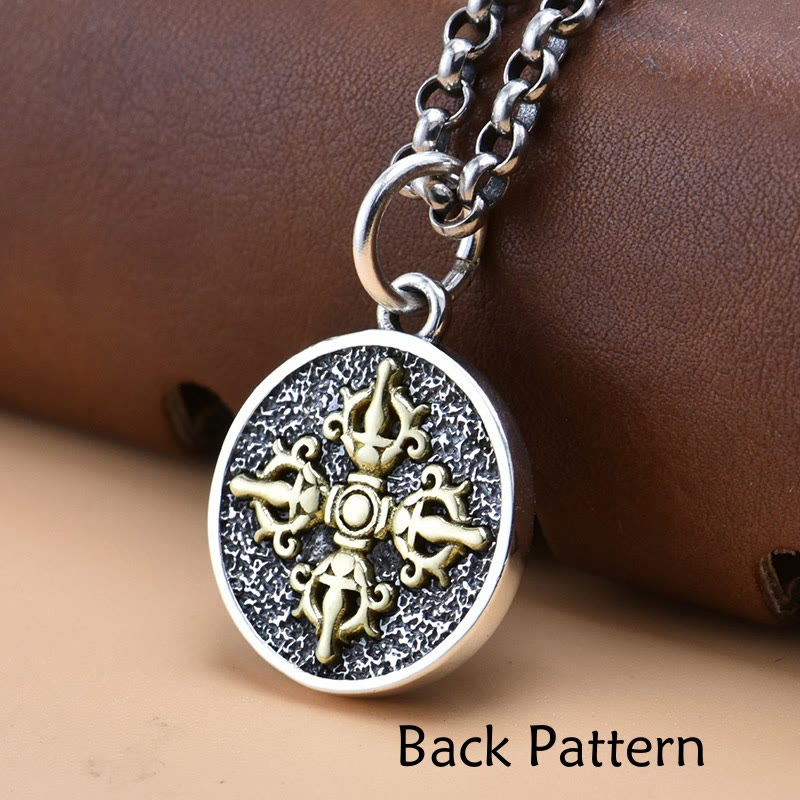 Collier pendentif spirituel Dorje Vajra en argent sterling 925 avec Buddha Stones Zakiram Déesse de la richesse