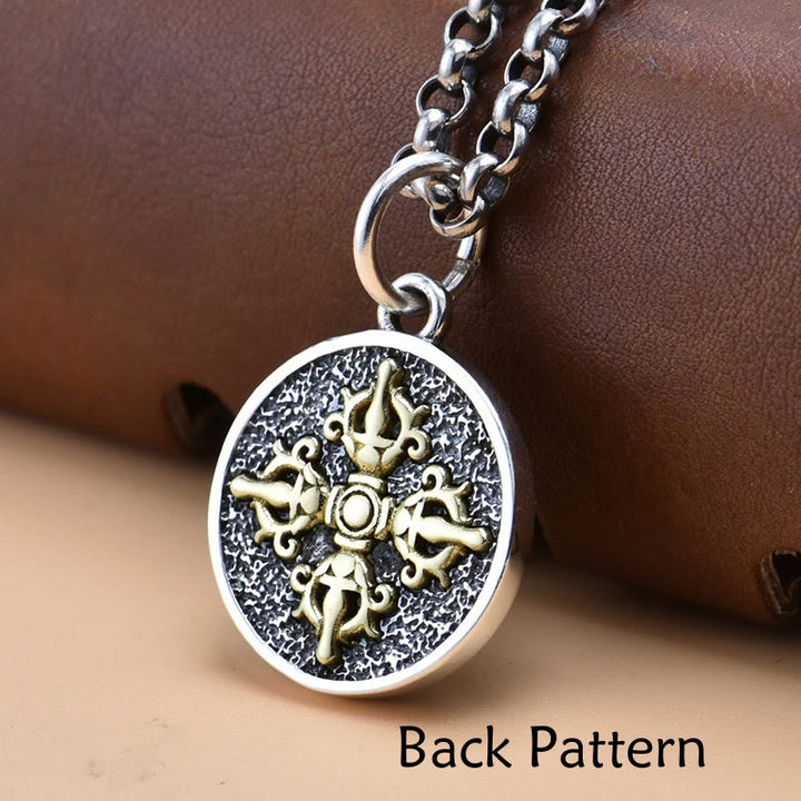 Collier pendentif spirituel Dorje Vajra en argent sterling 925 avec Buddha Stones Zakiram Déesse de la richesse