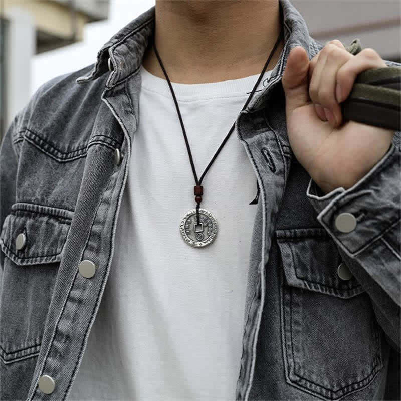 Collier pendentif en cuivre avec Buddha Stones Bagua Yin Yang et pièce de monnaie en forme d'étoile - image 2