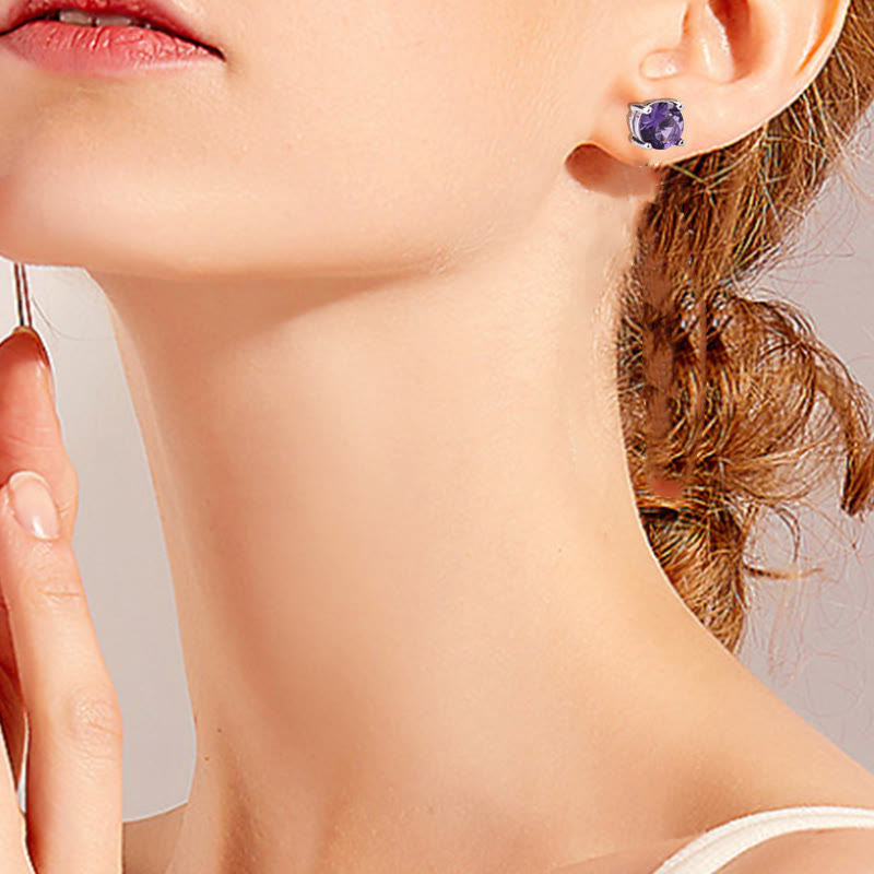 Boucles d'oreilles d'amour en améthyste avec pierres précieuses naturelles de Buddha Stones - image 1