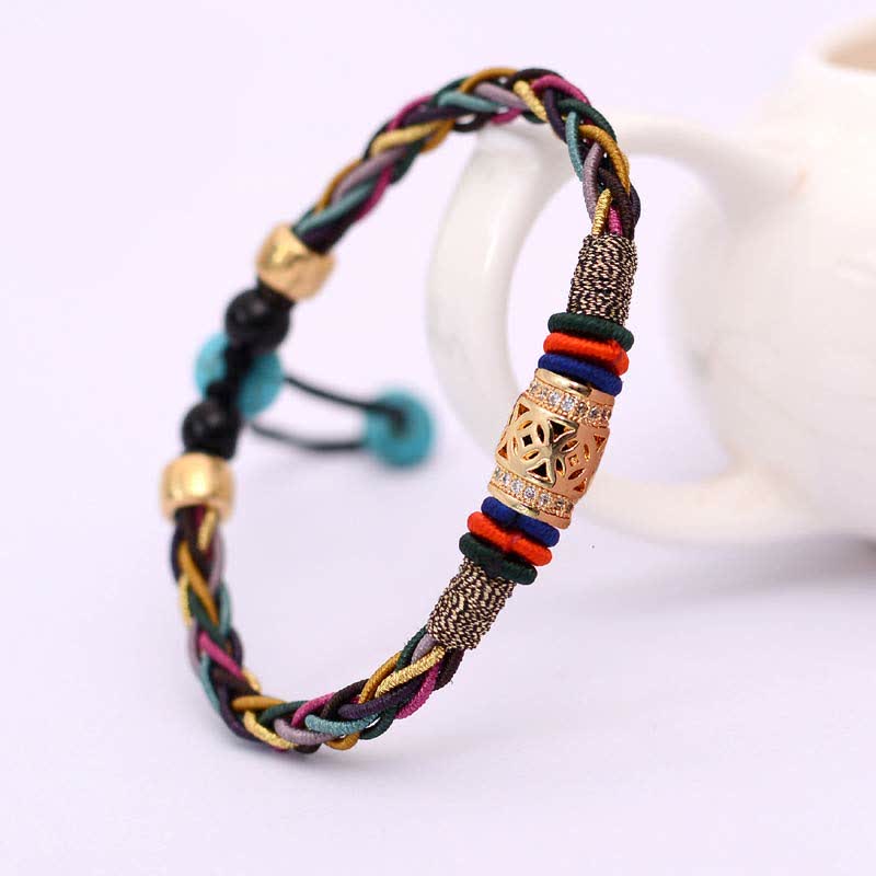 Buddha Stones en fil tissé fait main avec huit fils et pièces de cuivre