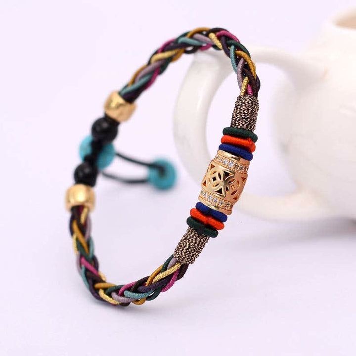 Buddha Stones en fil tissé fait main avec huit fils et pièces de cuivre