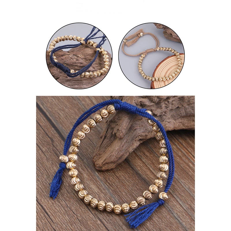 Bracelet porte-bonheur en perles de cuivre tibétaines faites à la main avec Buddha Stones