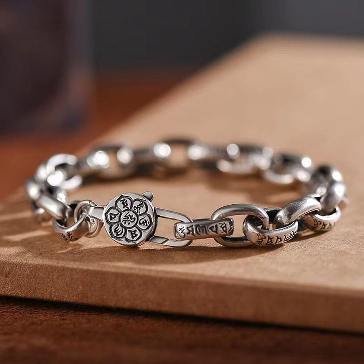 Bracelet de sagesse gravé en cuivre double Dorje Buddha Stones Om Mani Padme Hum