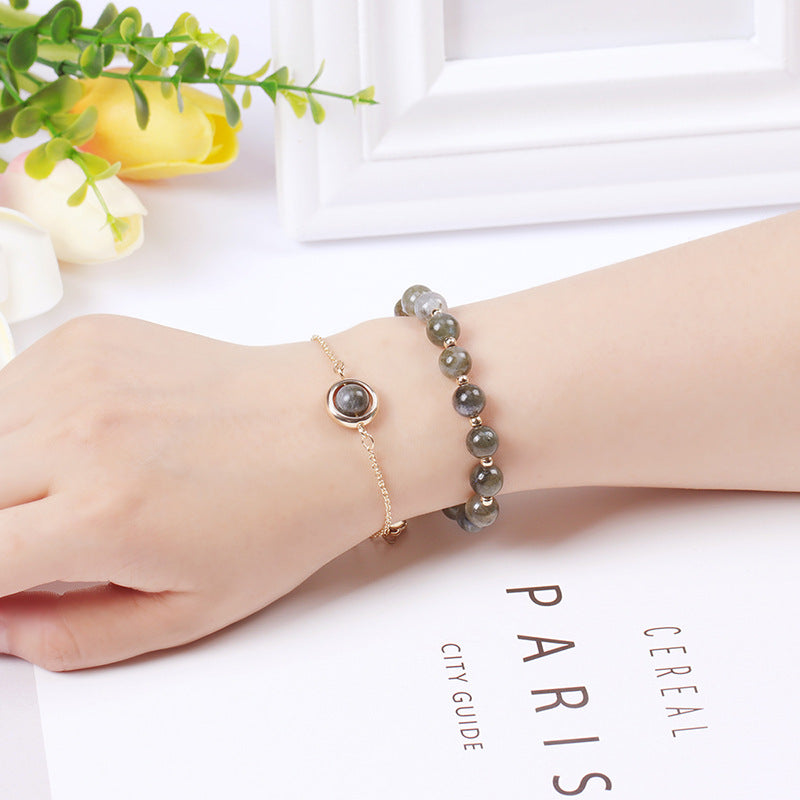 Bracelet positif en cristal de quartz fraise et pierre de soleil Buddha Stones