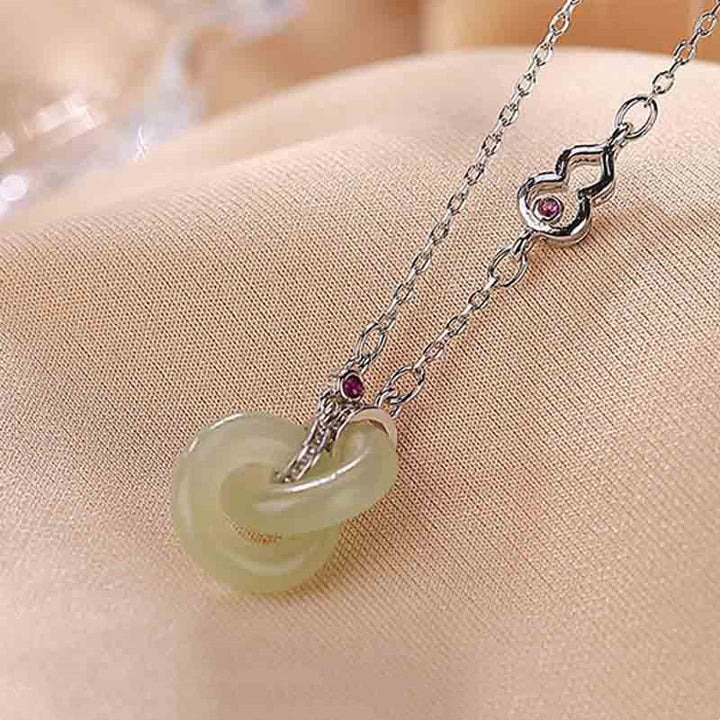 Collier pendentif en argent sterling 925 Buddha Stones et jade rond pour la chance et la prospérité