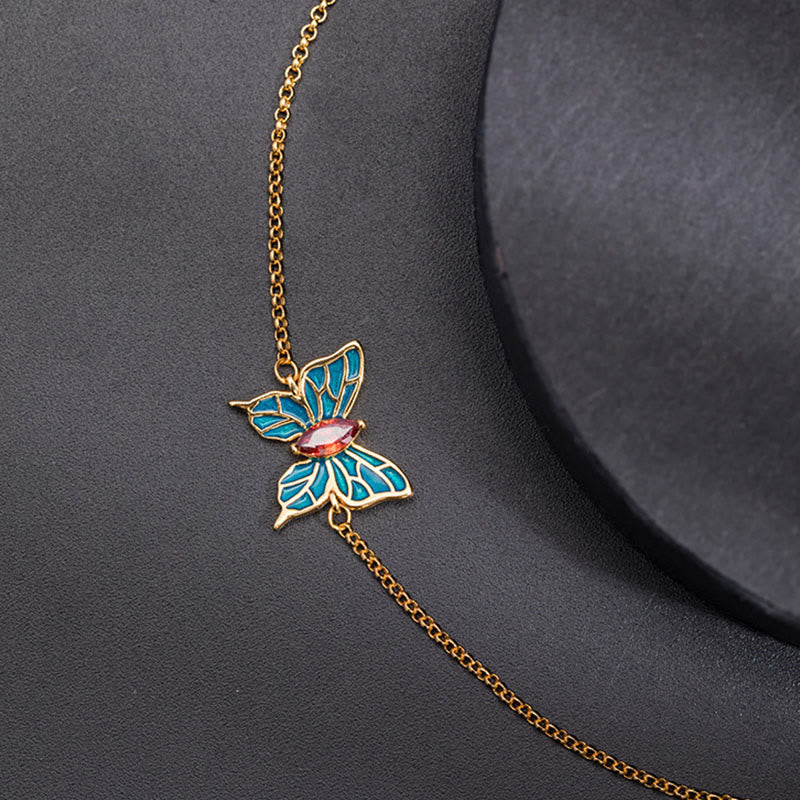 Bracelet chaîne d'amour en argent sterling 925 avec papillon et zircons Buddha Stones - image 6