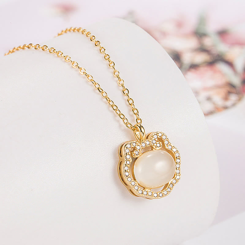 Collier pendentif Buddha Stones Calcédoine Lock of Good Wishes Positive