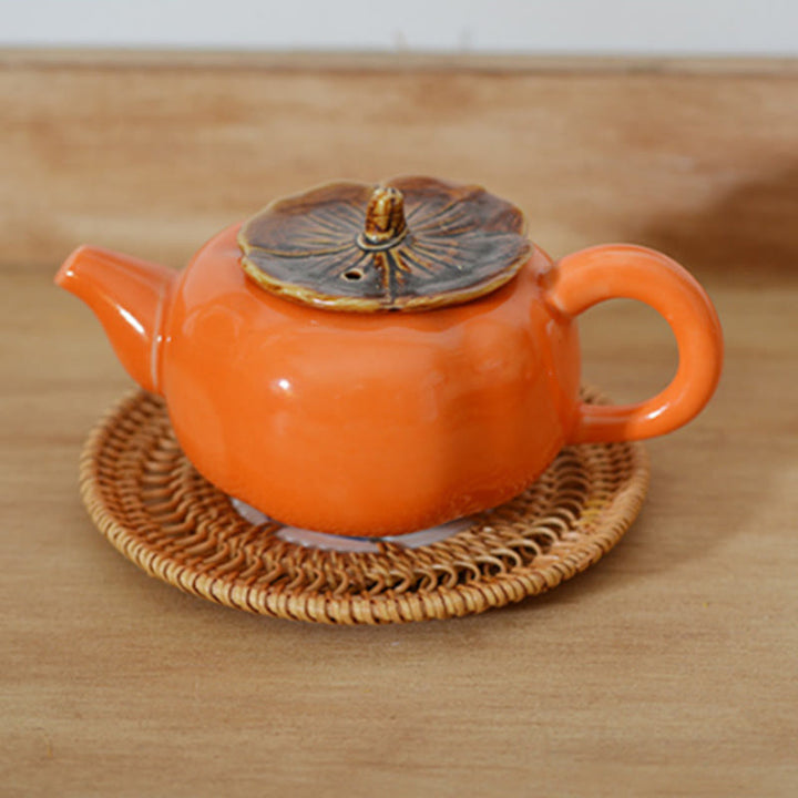 Dessous de verre en rotin à motif de fleurs en céramique