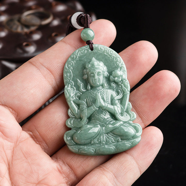 Collier de bénédiction en jade naturel à quatre bras Avalokitesvara - image 4