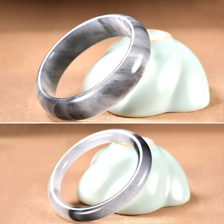 Bracelet de richesse en jade doré et soie couleur encre naturelle Buddha Stones