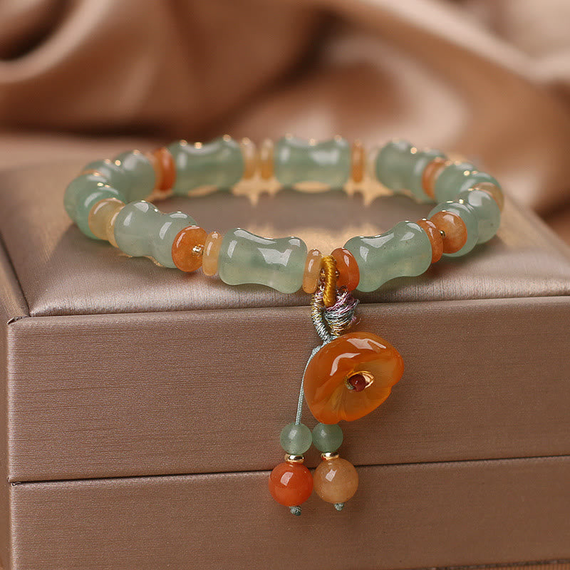 Bracelet porte-bonheur en jade naturel et bambou avec pierres de Buddha Stones