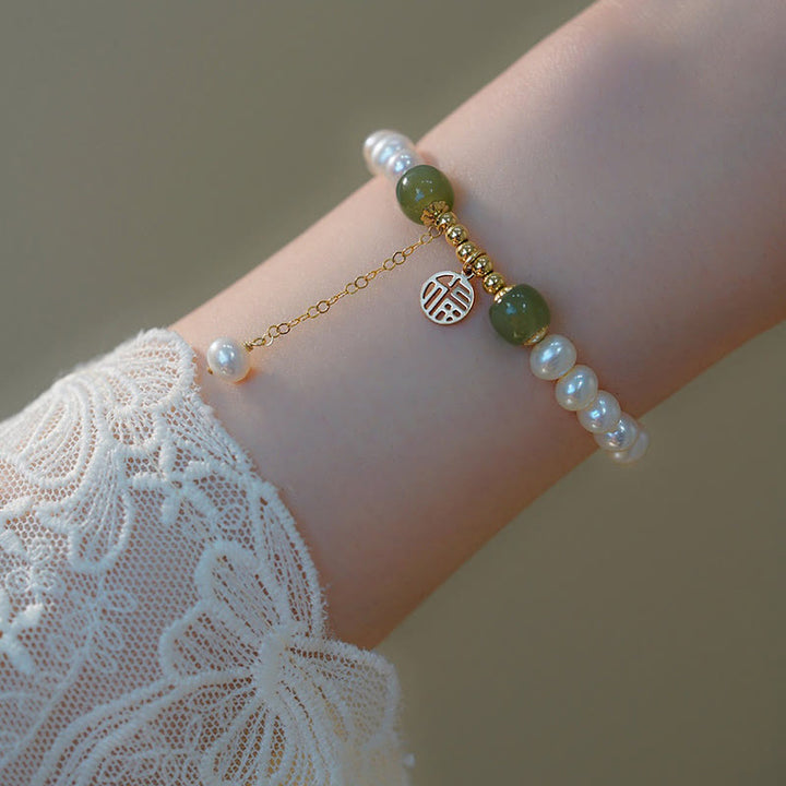 Bracelet de perles de sagesse et de bonheur en jade Hetian naturel