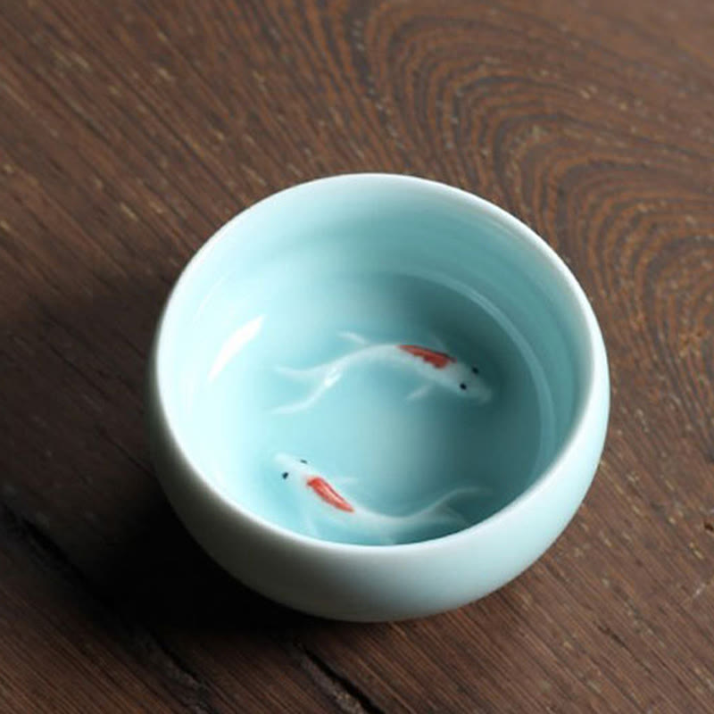 Buddha Stones Poisson Koi Coloré Tasse à Thé en Céramique Tasse à Thé Kung Fu Bol