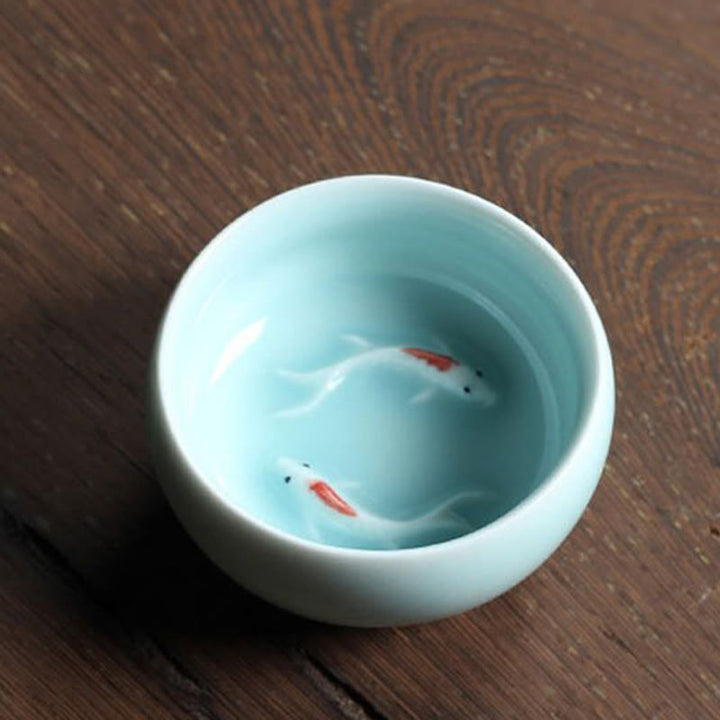 Buddha Stones Poisson Koi Coloré Tasse à Thé en Céramique Tasse à Thé Kung Fu Bol