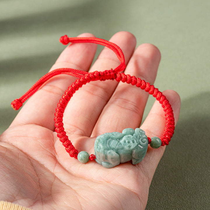 Bracelet tressé en jade naturel fait main avec Buddha Stones et protection PiXiu King Kong