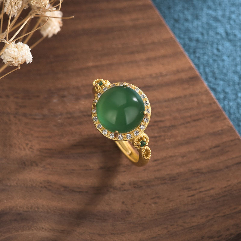 Bague porte-bonheur en jade vert Buddha Stones