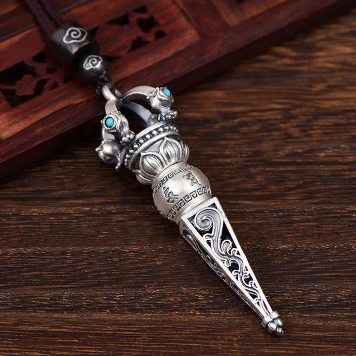 Collier pendentif rotatif en Buddha Stones tibétain Om Mani Padme Hum Dorje Vajra Design Sagesse