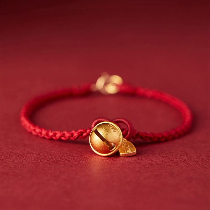 Bracelet en corde rouge avec breloque en forme de personnage Fu fait à la main en Buddha Stones