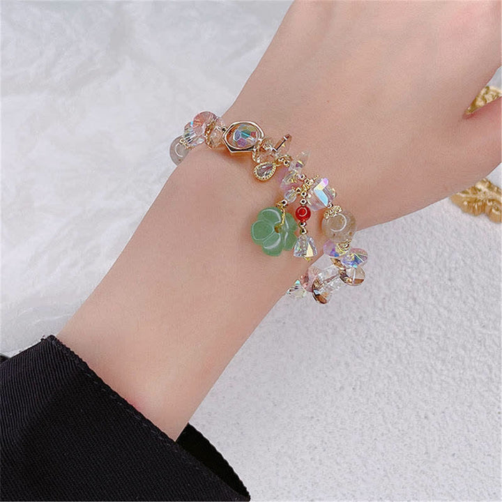 Bracelet porte-bonheur en perles de fleurs d'aventurine verte et Buddha Stones