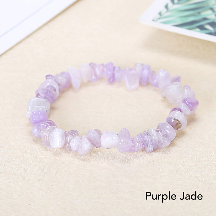 Bracelet apaisant et chaleureux en pierre de cristal de forme irrégulière naturelle - Jade violet (Tour de poignet : 15-16 cm) - image 20