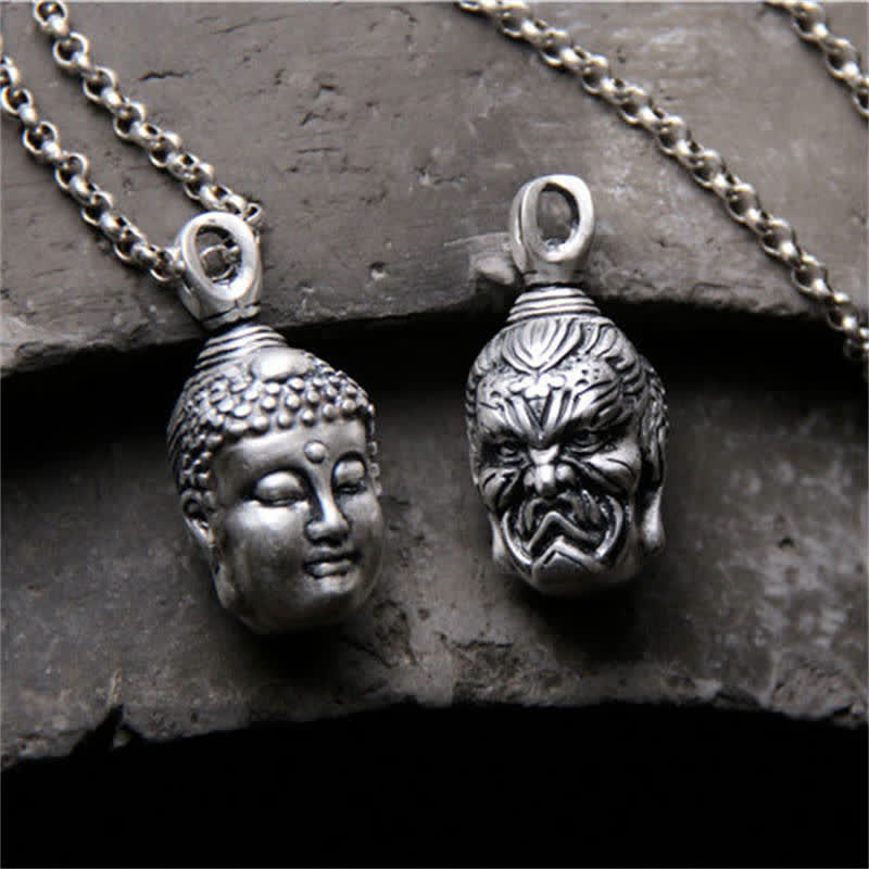 Collier pendentif Bouddha Démon Sérénité en argent sterling 999 de Buddha Stones - image 2