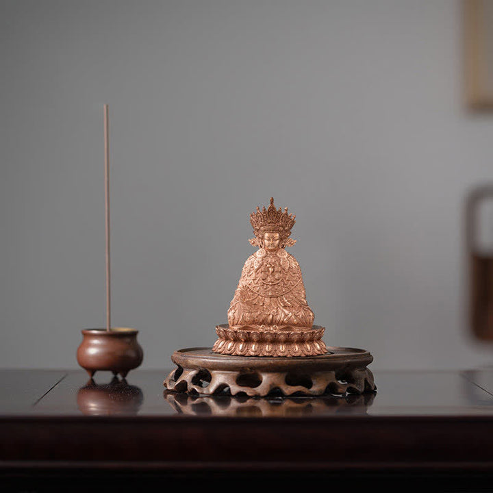 Statue de Bouddha Shakyamuni en cuivre fait à la main avec compassion - 10*8 cm - image 0