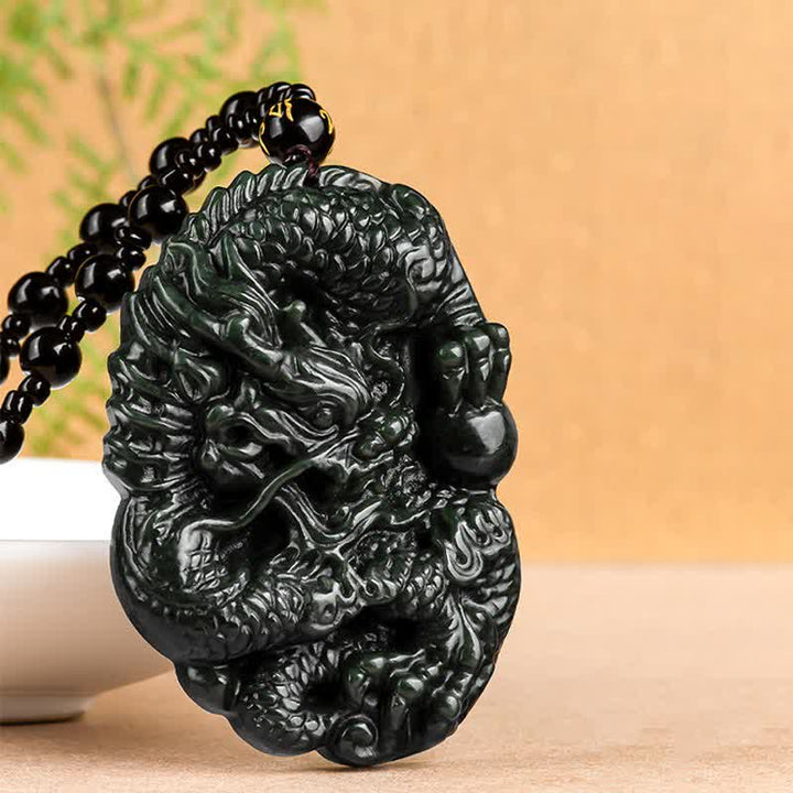 Collier avec pendentif en Buddha Stones Hetian Cyan Jade Dragon Success Harmony - image 6