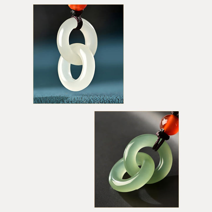 Buddha Stones naturel Hetian en jade blanc et double boucle de paix - image 12