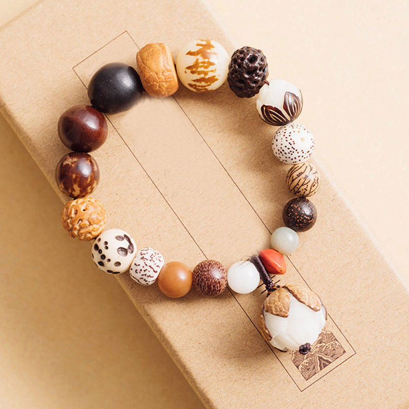 Bracelet Mala en Buddha Stones, graines de Bodhi, lotus, sagesse, paix