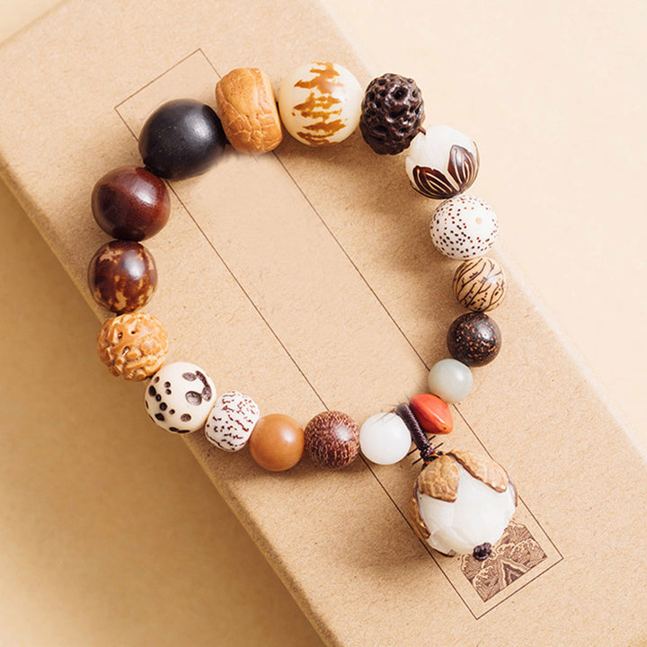 Bracelet Mala en Buddha Stones, graines de Bodhi, lotus, sagesse, paix