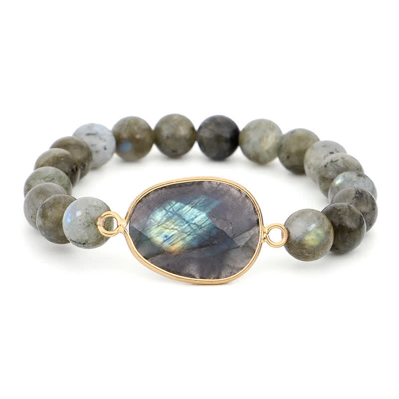 Bracelet de perles de guérison en pierre de lune et labradorite naturelle de Buddha Stones - image 9