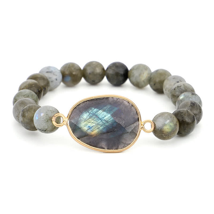 Bracelet de perles de guérison en pierre de lune et labradorite naturelle de Buddha Stones - image 9