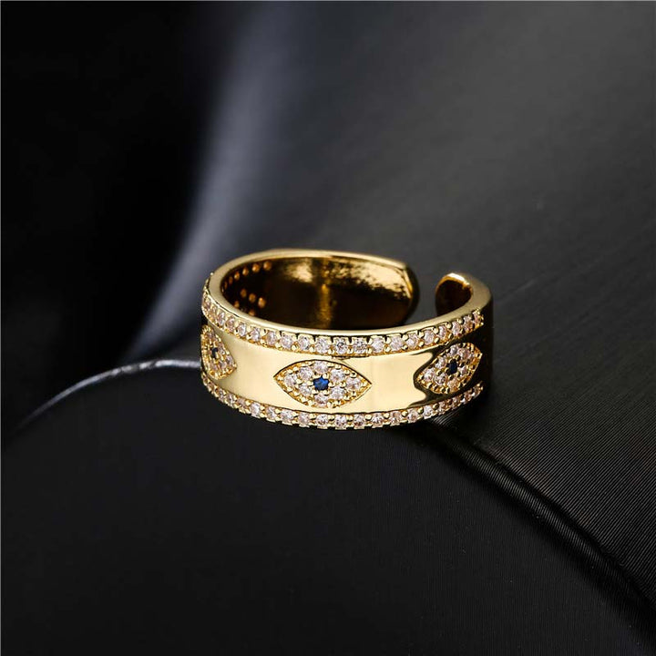 Bague en alliage de cuivre Buddha Stones et mauvais œil
