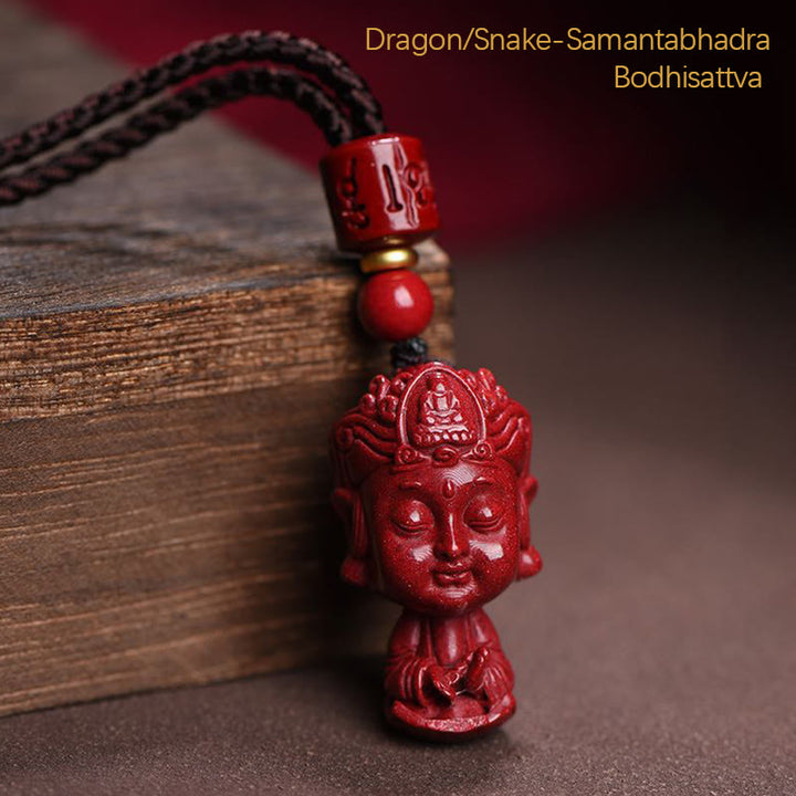 Buddha Stones Zodiaque chinois Bouddha natal Amulette en cinabre naturel Collier pendentif éloignant les mauvais esprits
