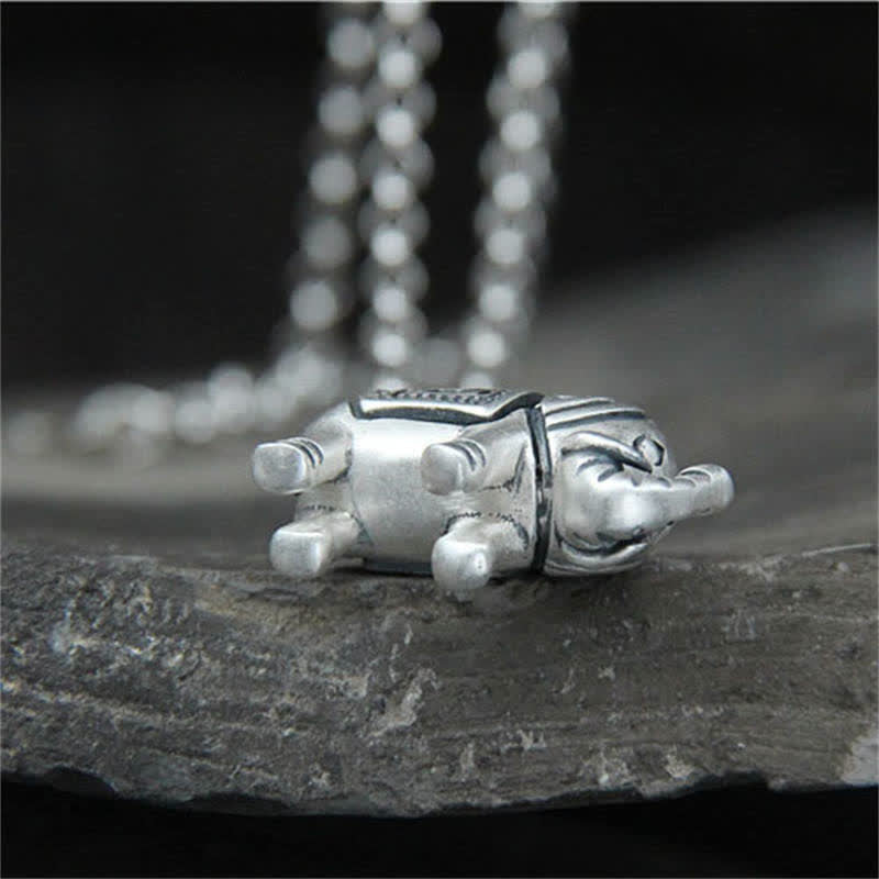 Collier pendentif force éléphant en argent sterling 990 Buddha Stones