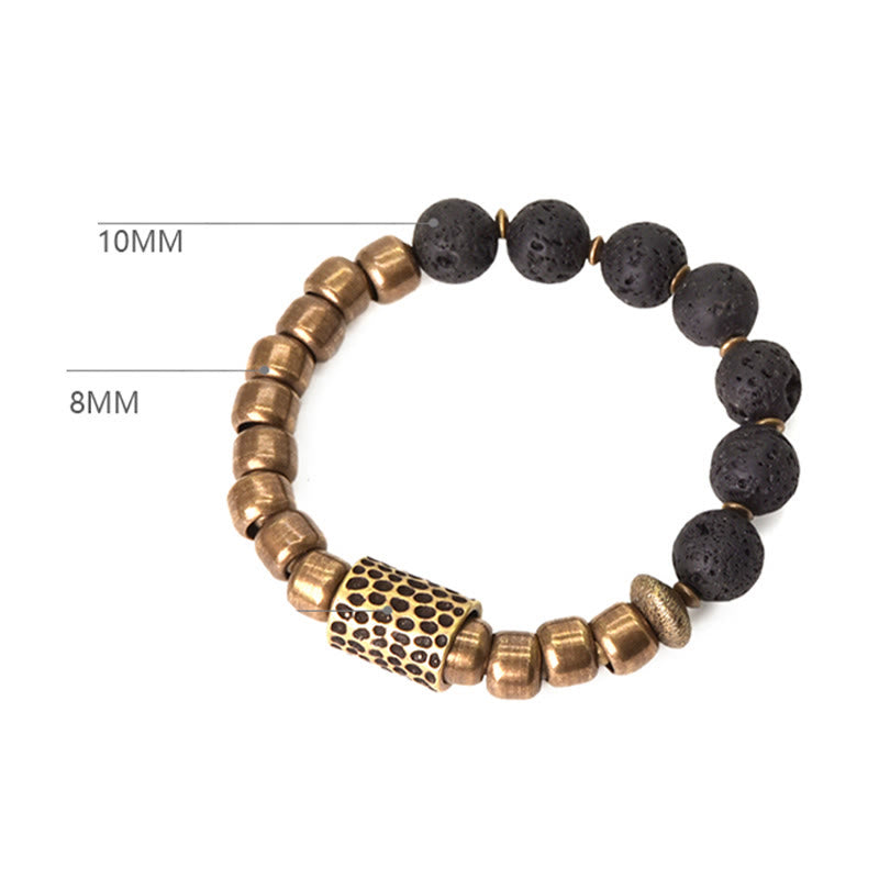 Bracelet de guérison en cuivre Buddha Stones et pierre de lave, obsidienne arc-en-ciel