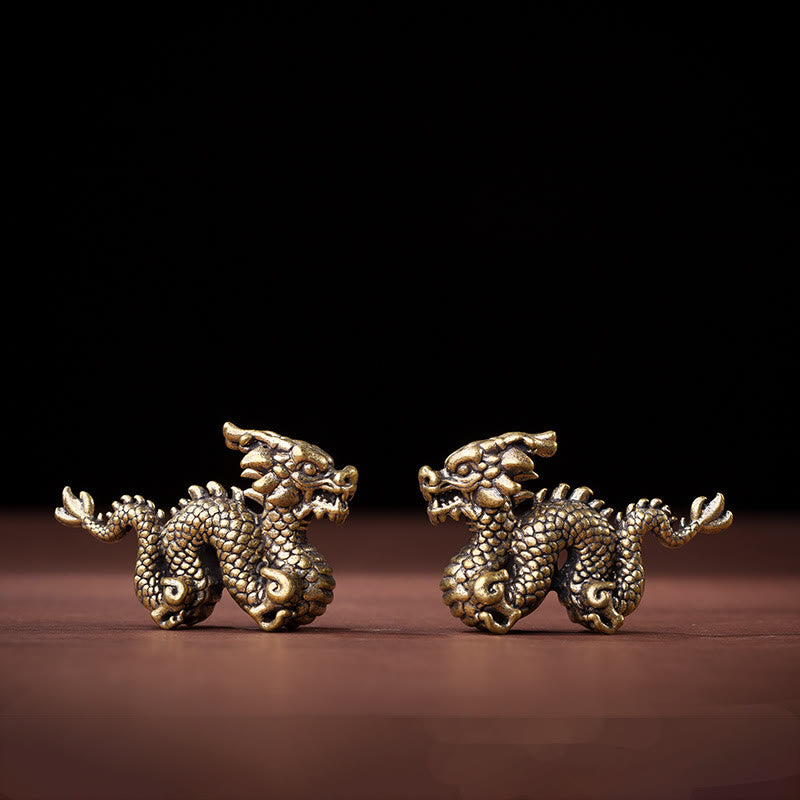 Buddha Stones Année du Dragon Petit Dragon en Laiton de Bon Augure Chance Succès Décoration de la Maison