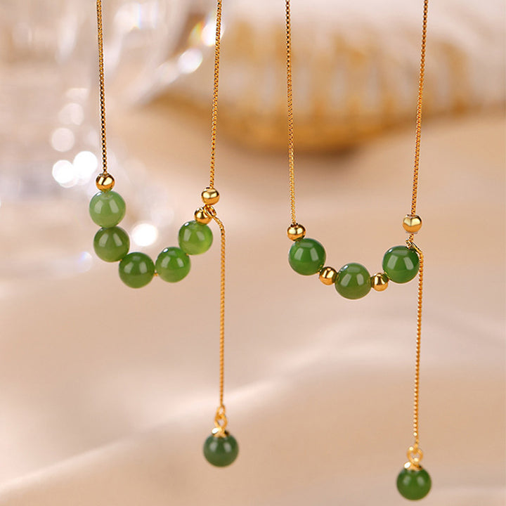 Collier pendentif de guérison en perles de jade cyan en argent sterling 925 Buddha Stones