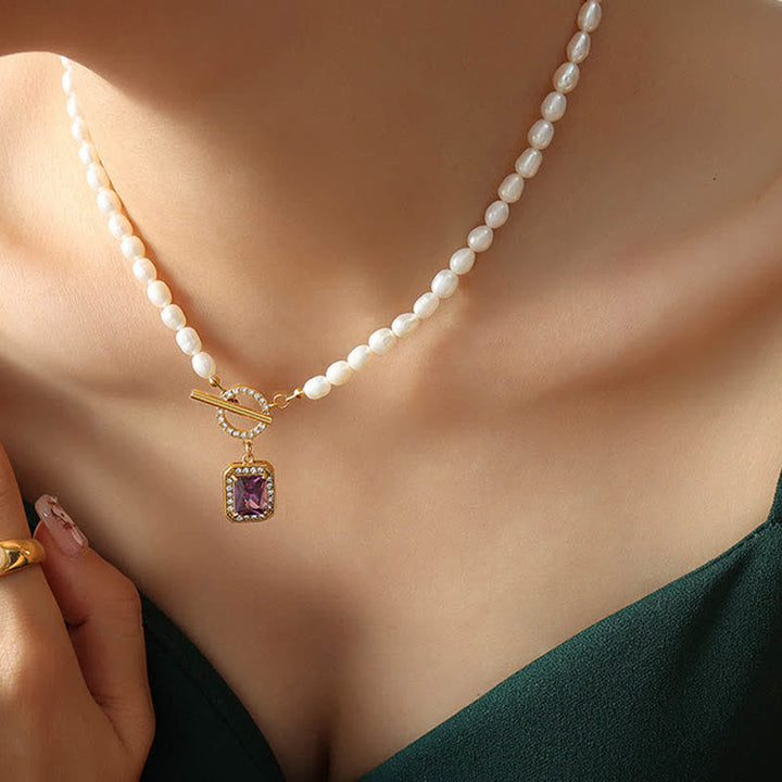 Collier pendentif en perles de zircon et breloque de richesse