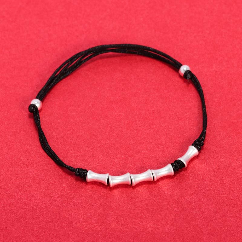 Bracelet tressé en argent sterling 925 Buddha Stones et motif bambou