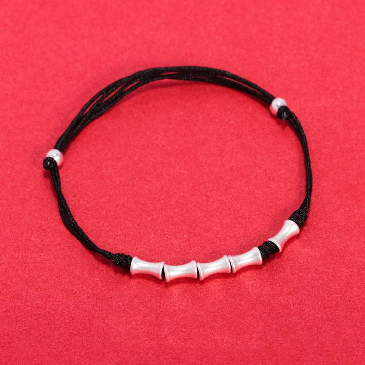 Bracelet tressé en argent sterling 925 Buddha Stones et motif bambou