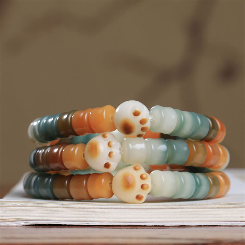 Bracelet de sagesse en forme de patte de chat avec graines de Bodhi colorées et Buddha Stones - image 6