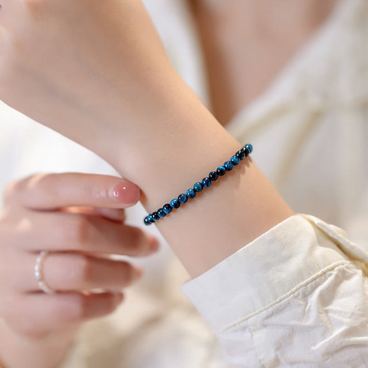 Bracelet de protection en pierre naturelle œil de tigre bleu Buddha Stones