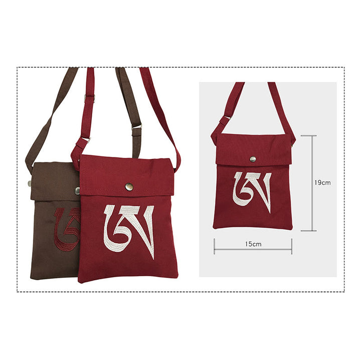 Sac à bandoulière en coton brodé à la main avec mantra OM pour la pratique spirituelle de l'esprit, sac à bandoulière pour téléphone portable