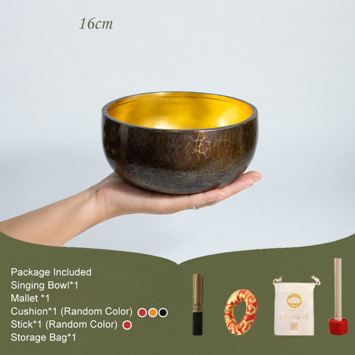 Bols chantants tibétains de méditation artisanaux pour la guérison, le yoga et la pleine conscience - 16 cm - image 2