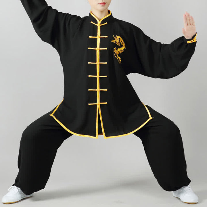 Ensemble de vêtements unisexes brodés avec Buddha Stones et dragon Qi Gong Zen, pratique spirituelle, méditation, prière